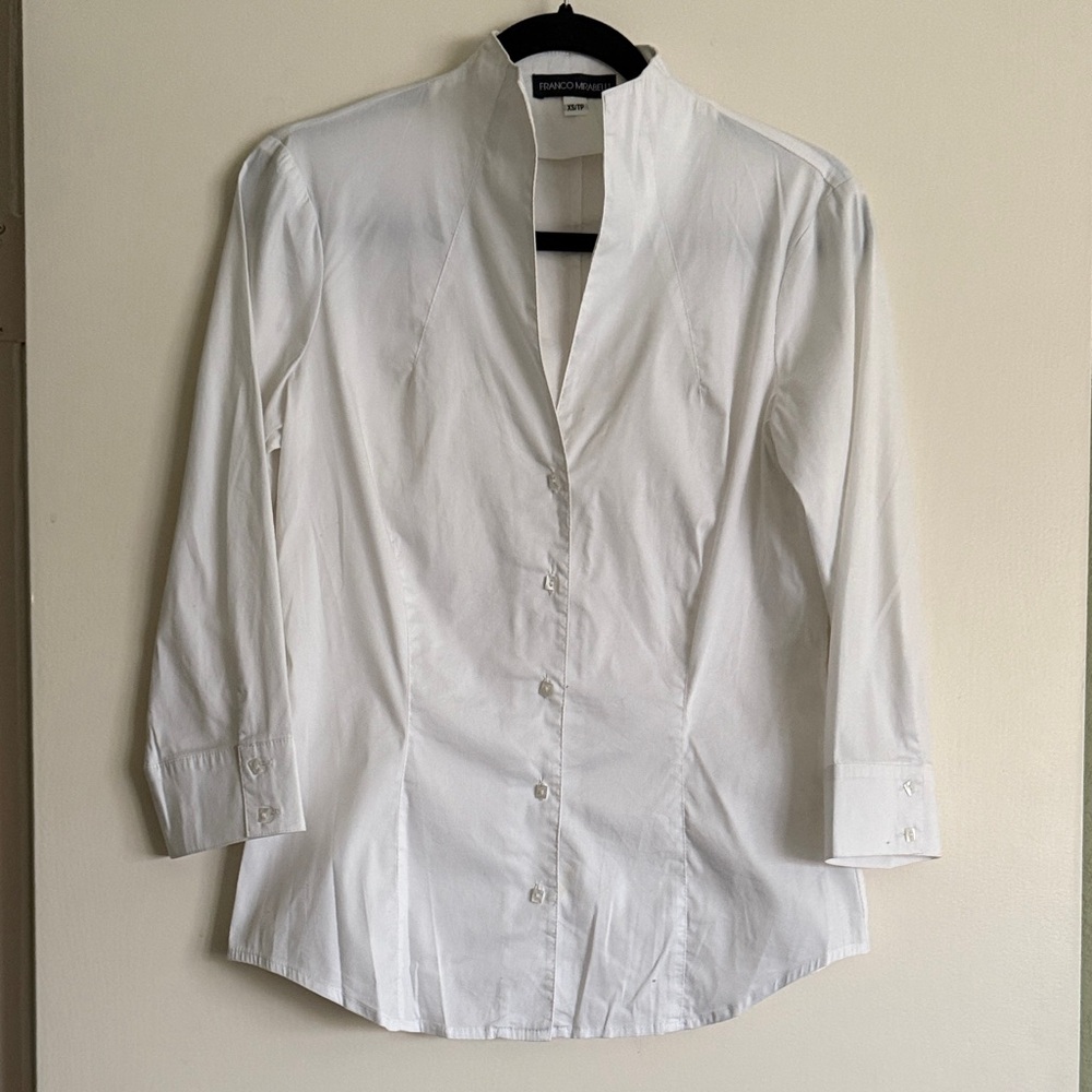 Franco Mirabelli White Women's Blouse awesome rectangle buttons